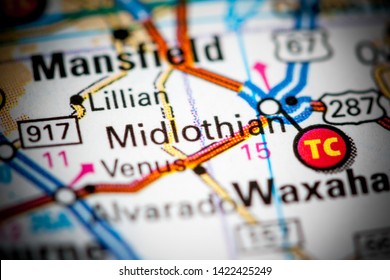 Midlothian. Texas. USA On A Map