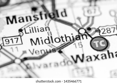 Midlothian. Texas. USA On A Map