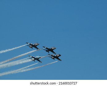 Midnight Hawks the official Finnish Air Force aerobatic team an airshow. Gdynia, Poland, August 2021