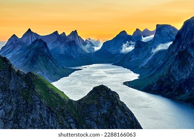 Midnight Scene at The Lofoten Islands - Norway