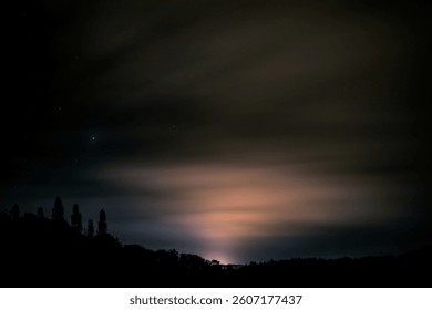 midnight sky with big lightsource