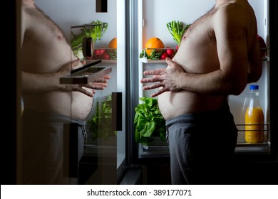 Midnight Snack, Looking Into Fridge
