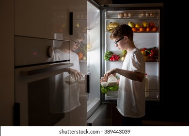 Midnight Snack, Looking Into Fridge
