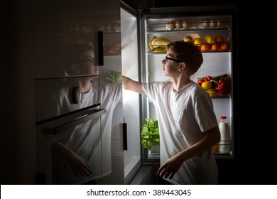 Midnight Snack, Looking Into Fridge
