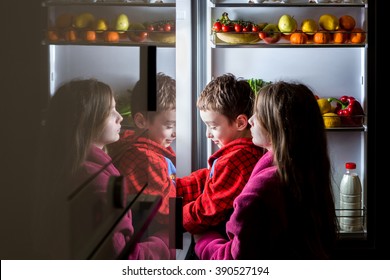 Midnight Snack, Looking Into Fridge 
