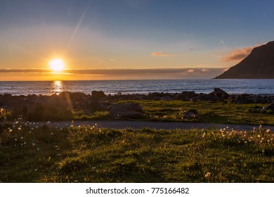 Midnight Sun In Lofoten Islands 