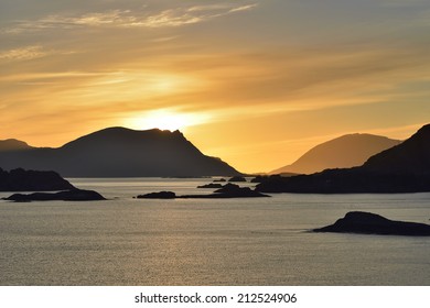 Midnight Sun In Lofoten Islands, Norway