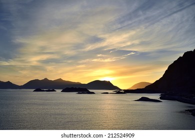 Midnight Sun In Lofoten Islands, Norway