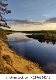 Midnight Sun Over The Lapland River 