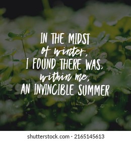 In The Midst Of Winter, I Found There Was, Within Me, An Invincible Summer, Best Motivational Quote Wallpaper.