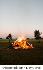 Midsummer Big Bonfire At Midnight