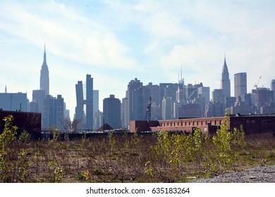 Midtown Manhattan Skyline From Empty Lot