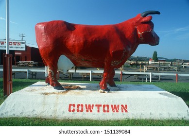 MIDWEST - CIRCA 1980's: Roadside Attraction Of An Oversized Cow