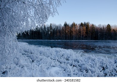 Midwinter Light Over River Winter Sunrise Stock Photo 240181582 ...