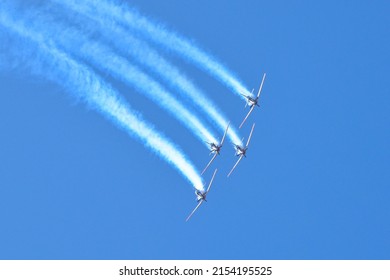 Migdal Haemek, Israel - May 05, 2022: Four Plane Formation Of The Aerobatic Team Flight At Air Show In Honor Of Israeli Independence Day Celebrations