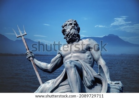 The mighty god of the sea, oceans and sailors Neptune (Poseidon) The ancient statue..