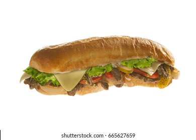 Mighty Sub Sandwich Hoagie Isolated On White Background