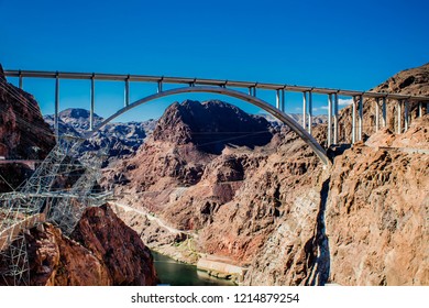 Mike O'callaghan–pat Tillman Memorial Bridge Between Nevada And Arizona In Front Of The Hoover Dam