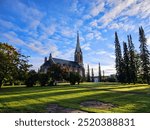 Mikkeli cathedral against blue sky, september