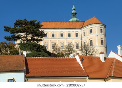 Mikulov Castle, one of the most important castles in South Moravia, view from Mikulov town, Czech Republic