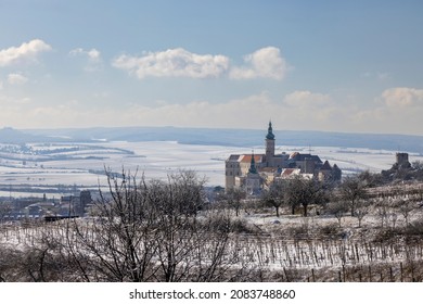 Mikulov old town with castle and vineyard, Znojmo region, Southern Moravia, Czech Republic