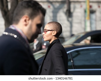 Milan 21 February 2019, The Model Adwoa Aboah After Fendi Fashion Show, During Milan Fashion Week Collection Fall/winter 2019-20'