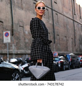 MILAN- 21 September 2017 Woman On The Street During The Milan Fashion Week