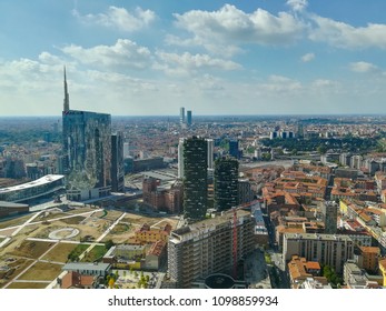 Milan Aerial View. Milano City, Italy. Modern Buildings View