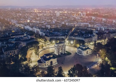 Milan Aerial View At Night