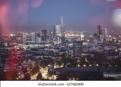 Milan Aerial View At Night