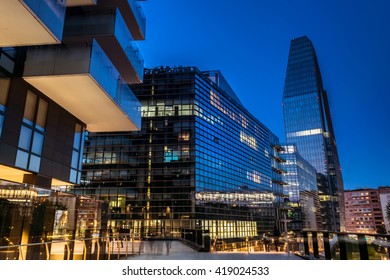 Milan Business District By Night. 