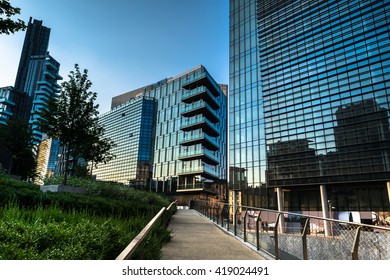 Milan Business District With Sunset.