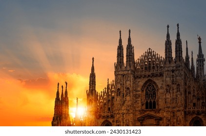 Milan Cathedral - (Duomo di Milano (Milan Cathedral) and Piazza del Duomo in Milan) - Powered by Shutterstock