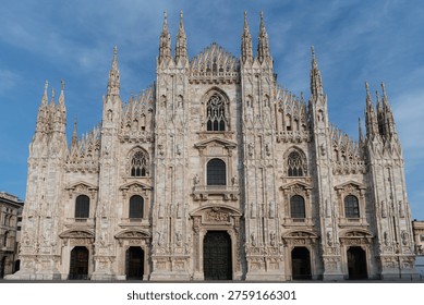 Milan Cathedral Duomo facade in Piazza del Duomo. Milan, Italy