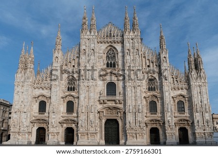 Milan Cathedral Duomo facade in Piazza del Duomo. Milan, Italy