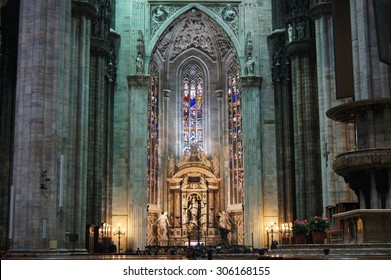 Milan Cathedral Interior In Milan, Italy On November 10, 2014