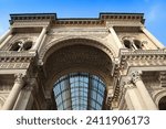 Milan city, Italy. Galleria Vittorio Emanuele II - old luxury shopping gallery.