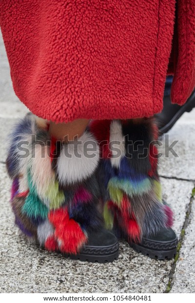 Milan February 22 Woman Boots Colorful Stock Photo Edit Now