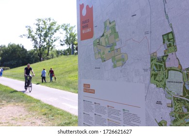 MILAN, ITALY - 05/09/2020: Italy Eases Some Lockdown Restrictions As Coronavirus Infection Rate Falls - People In Parco Nord, Milan.