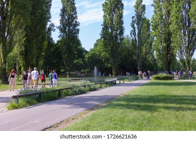 MILAN, ITALY - 05/09/2020: Italy Eases Some Lockdown Restrictions As Coronavirus Infection Rate Falls - People In Parco Nord, Milan.