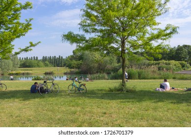 MILAN, ITALY - 05/09/2020: Italy Eases Some Lockdown Restrictions As Coronavirus Infection Rate Falls - People In Parco Nord, Milan.