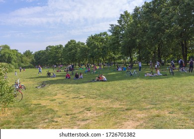 MILAN, ITALY - 05/09/2020: Italy Eases Some Lockdown Restrictions As Coronavirus Infection Rate Falls - People In Parco Nord, Milan.