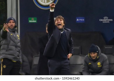 Milan, Italy. 10 December 2019. UEFA Champions League. Inter Vs Barcelona 1-2. Antonio Conte, Coach Inter.