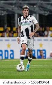 Milan, Italy. 14 September 2019. Campionato Italiano Di SerieA, Inter Vs Udinese 1-0. Rodrigo De Paul, Udinese, Sent Off For Slapping An Opponent,