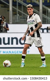 Milan, Italy. 14 September 2019. Campionato Italiano Di SerieA, Inter Vs Udinese 1-0. Rodrigo De Paul, Udinese, Sent Off For Slapping An Opponent,