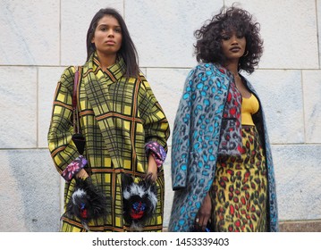 MILAN, Italy: 23 February 2019: Fashion Bloggers Street Style Outfits After Gabriele Colangelo Fashion Show During Milan Fashion Week Fall/winter 2019/2020