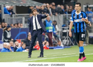 Milan, Italy. 23 October 2019. UEFA Champions League, Inter Vs Borussia Dortmund 2-0. Antonio Conte, Manager Inter.