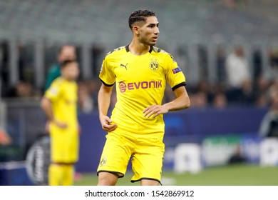 Milan, Italy. 23 October 2019. UEFA Champions League, Inter Vs Borussia Dortmund 2-0. Achraf Hakimi, Borussia Dortmund.