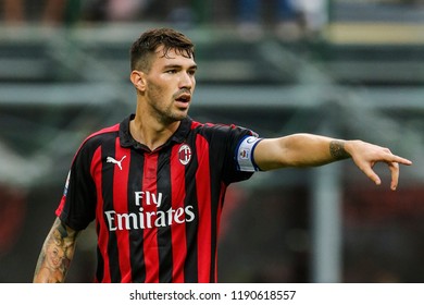 Milan, Italy. 23-09-2018. Campionato Italiano Serie A. Milan-Atalanta 2-2. Alessio Romagnoli, Milan.