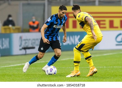 Milan, Italy. 31 October 2020. Italian Serie A Football Championship. Inter VS Parma 2-2. Achraf Hakimi, Inter.